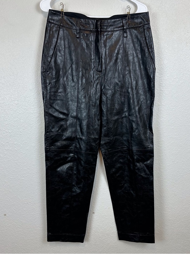 Luisa Cerano Faux Leather Black Trouser Damen
